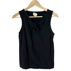 Kate Spade Black Bow Tie Front Pomona Tank Top Size Medium Cotton Blend Stretch